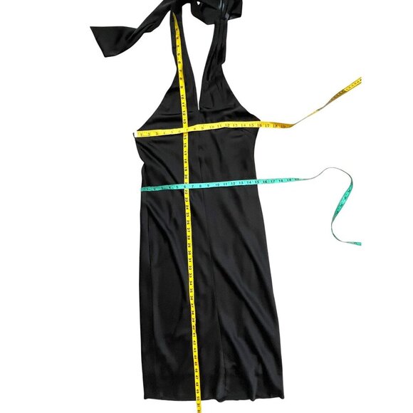 Express Black Halter Cocktail Midi Dress NWT Sateen Slip Style Size Small - Picture 10 of 11
